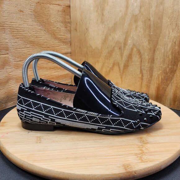 Betsy Johnson Betseyville Spike Beaded Pointed Toe Loafer Flat Shoes - Picture 1 of 9